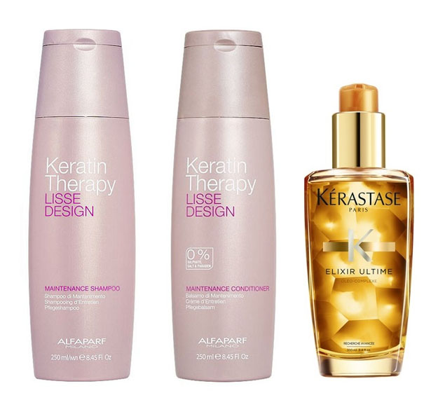 Keratin Therapy Maintenance and Elixir Ultime | Zestaw do wygładzenia i odżywienia włosów: szampon + odżywka 250ml + olejek 100ml