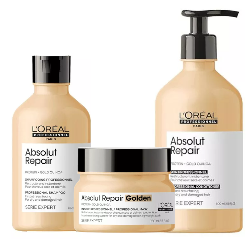 Absolut Repair | Rytuał do włosów zniszczonych: szampon 300ml + odżywka 500ml + maska 250ml
