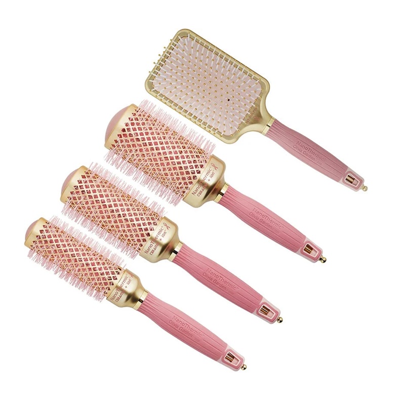 Nano Thermic | Zestaw czterech szczotek do stylizacji włosów w kolorze różowym - rozmiar: 34mm + 44mm + 54mm