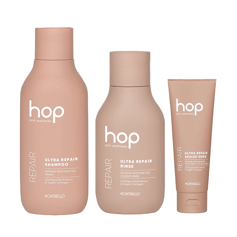 Hop Ultra Repair | Zestaw do włosów kręconych: szampon 300ml + odżywka 200ml + krem 75ml