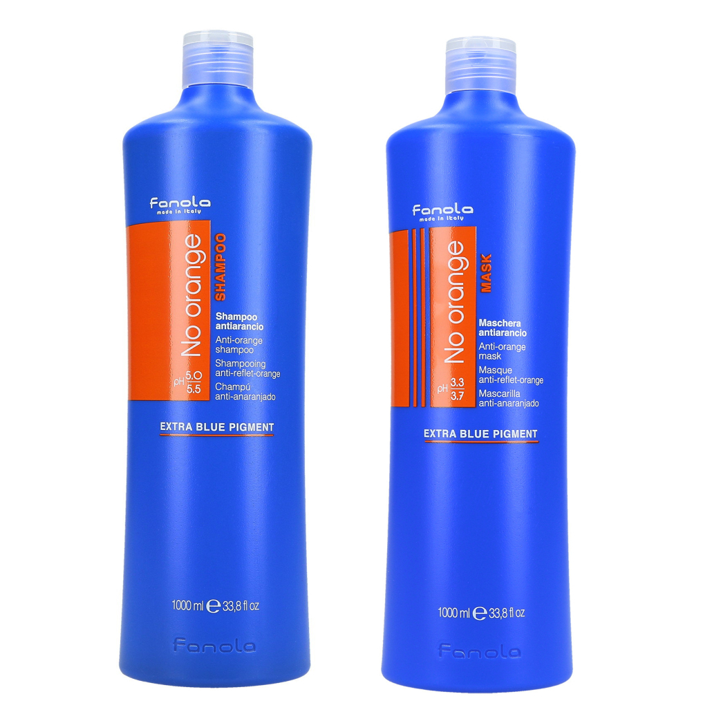 No Orange | Zestaw neutralizujący ciepłe odcienie na ciemnych włosach: szampon 1000ml + maska 1000ml
