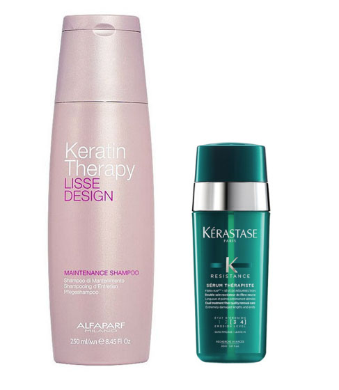 Keratin Therapy Maintenance and Therapiste | Zestaw do włosów: szampon podtrzymujący efekt wygładzenia 250ml + serum do zniszczonych końcówek 30ml