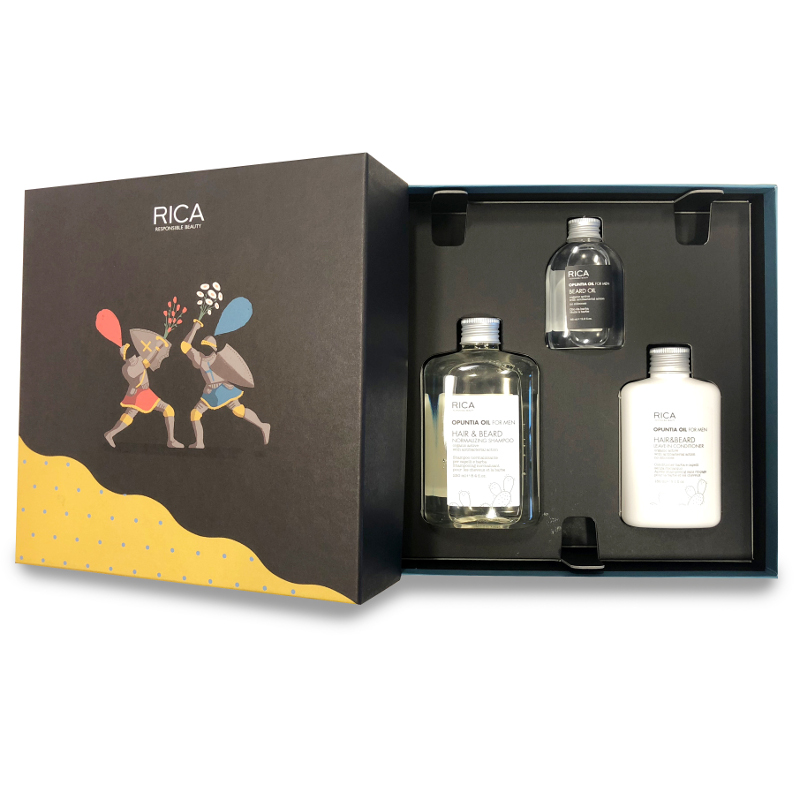 Opuntia Oil for Men Gift Box | Zestaw prezentowy dla mężczyzn: szampon 250ml + odżywka 150ml + olejek do brody 65ml