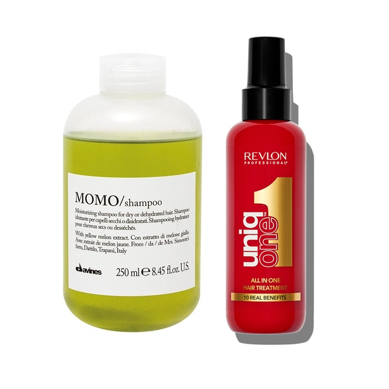 Uniq One and Momo | Zestaw nawilżająco-upiększający: kuracja do włosów 150ml + szampon nawilżający 250ml