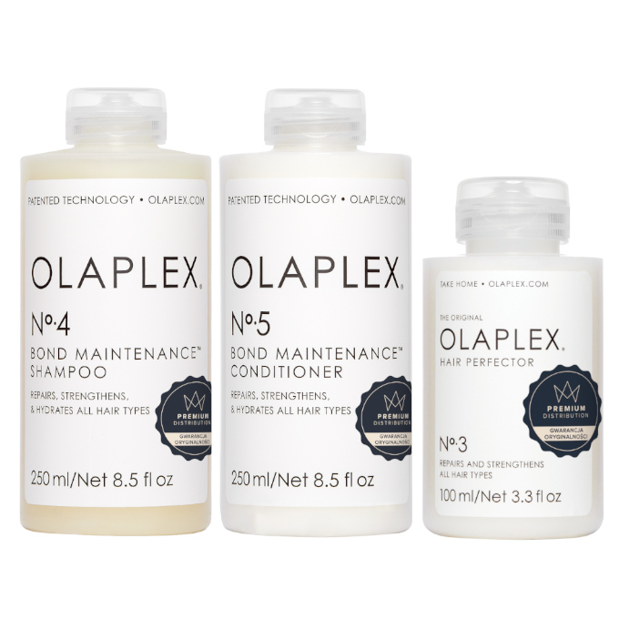 Bond Maintenance + Hair Perfector | Zestaw: Olaplex No. 4 szampon 250ml + Olaplex No. 5 odżywka 250ml + Hair Perfector No. 3 regeneracja 100ml 
