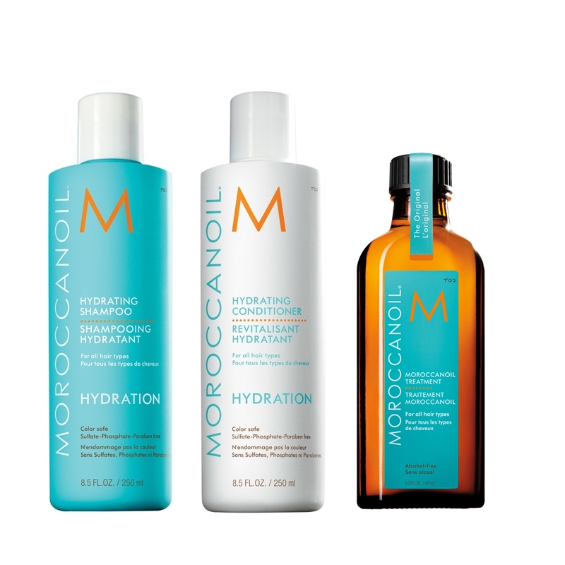 Hydration and Oil Treatment | Zestaw nawilżający do włosów: szampon 250ml + odżywka 250ml + naturalny olejek arganowy do każdego rodzaju włosów 100ml
