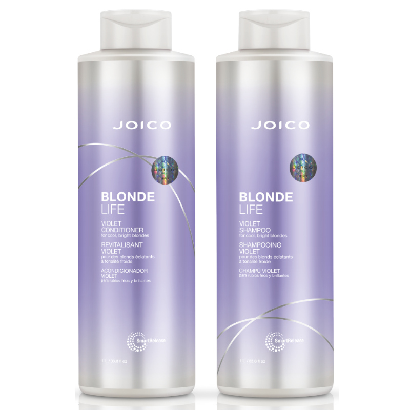Blonde Life Violet | Zestaw do włosów blond nadający chłodny odcień: szampon 1000ml + odżywka 1000ml