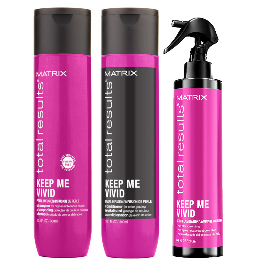 Total Results Keep Me Vivid | Zestaw przedłużający kolor włosów farbowanych: szampon 300ml + odżywka 300ml +  spray utrwalający kolor 200ml