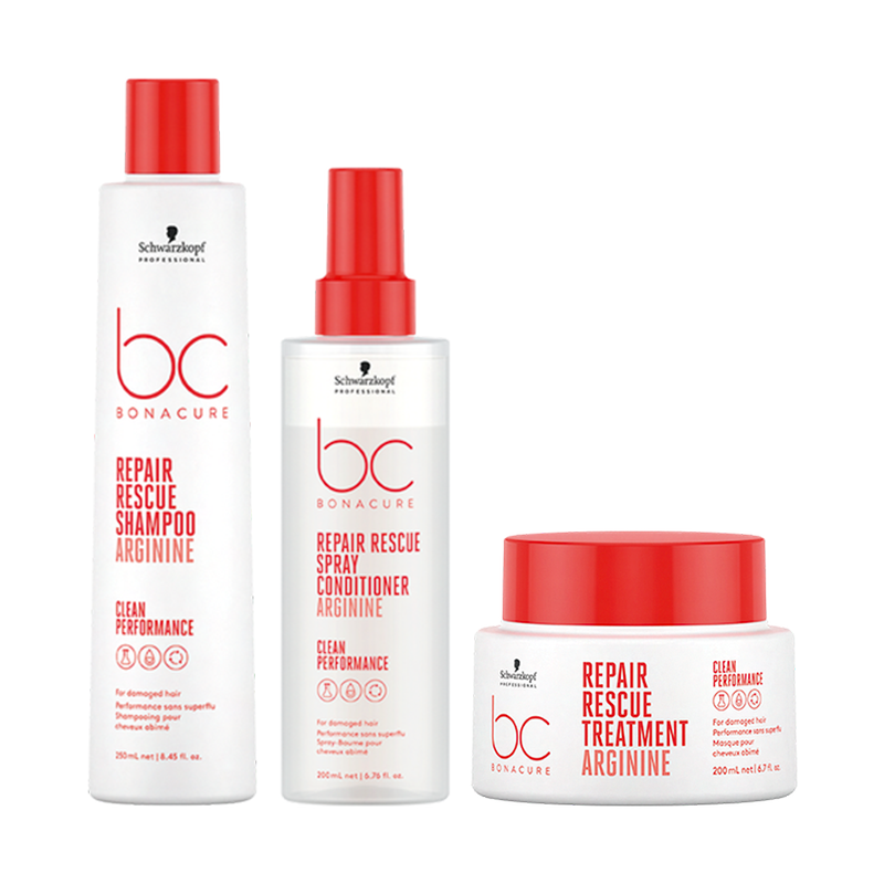 BC Peptide Repair Rescue | Zestaw do włosów zniszczonych: szampon micelarny 250ml + odżywka w sprayu 200ml + maska 200ml
