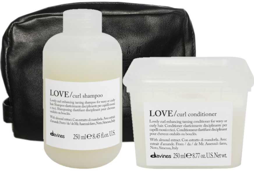 Davines Momo and American Crew | Zestaw do włosów: szampon 250ml + odżywka 250ml + Kosmetyczka Skórzana Czarna