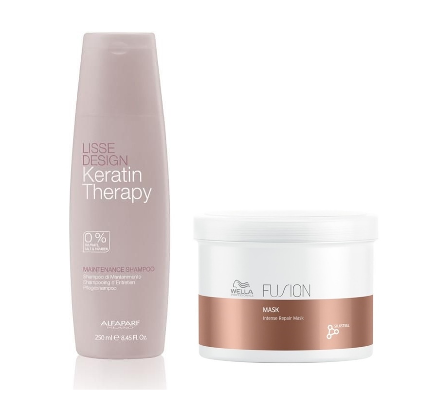 Keratin Therapy Maintenance and Fusion Intense Repair Mask | Zestaw do wygładzenia i odżywienia włosów: szampon 250ml + maska 500ml