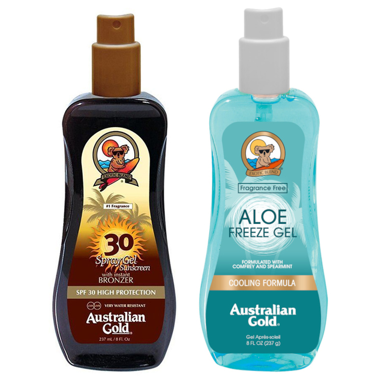Spray Gel Bronzer SPF30 and Aloe Freeze Spray | Zestaw do opalania: spray do opalania z bronzerem 237ml + chłodzący spray po opalaniu 237ml
