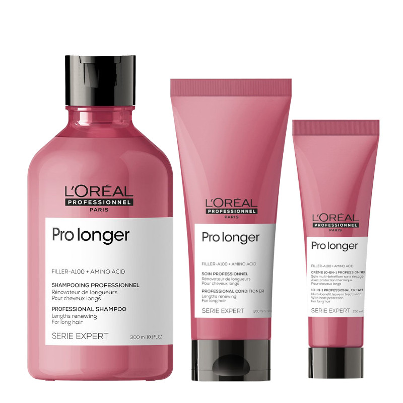 Pro Longer | Zestaw do włosów długich: szampon 300ml + odżywka 200ml + termoochronny krem do włosów długich 150ml