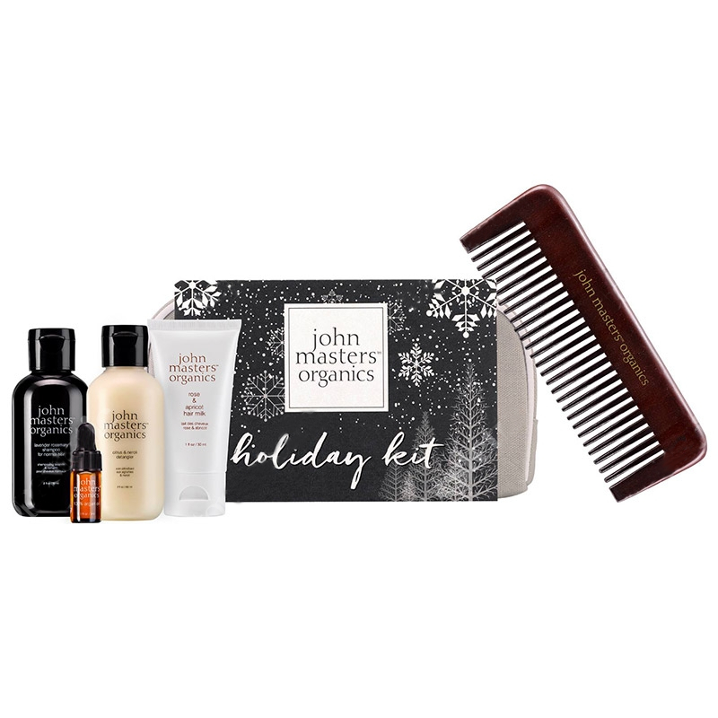 Holiday Kit | Zestaw świąteczny: szampon 60ml + odżywka 60ml + mleczko do włosów 30ml + olejek 3ml + grzebień - uszkodzony grzebień