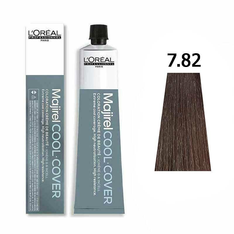 Majirel Cool Cover | Trwała farba do włosów o chłodnych odcieniach - kolor 7.82 blond mokka opalizujący 50ml