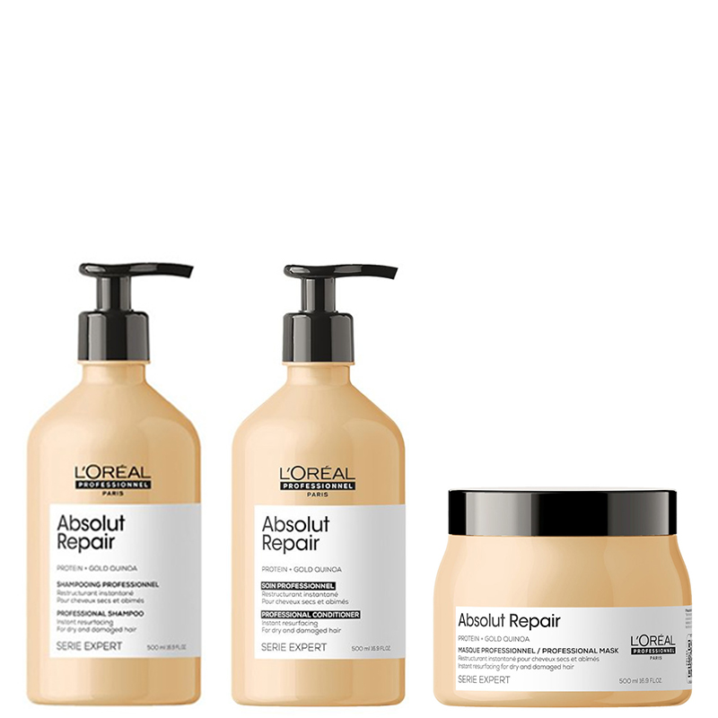 Absolut Repair | Zestaw regenerujący do włosów: szampon 500ml + odżywka 500ml + maska 500ml