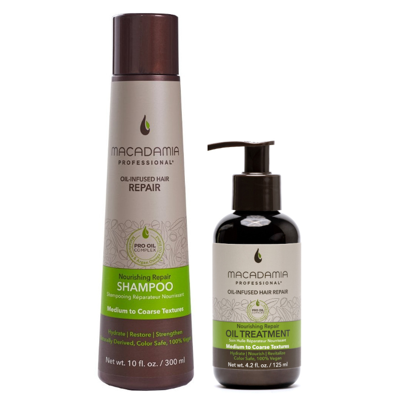 Nourishing Repair Vegan | Zestaw nawilżający do włosów szorstkich: szampon 300ml + olejek 125ml