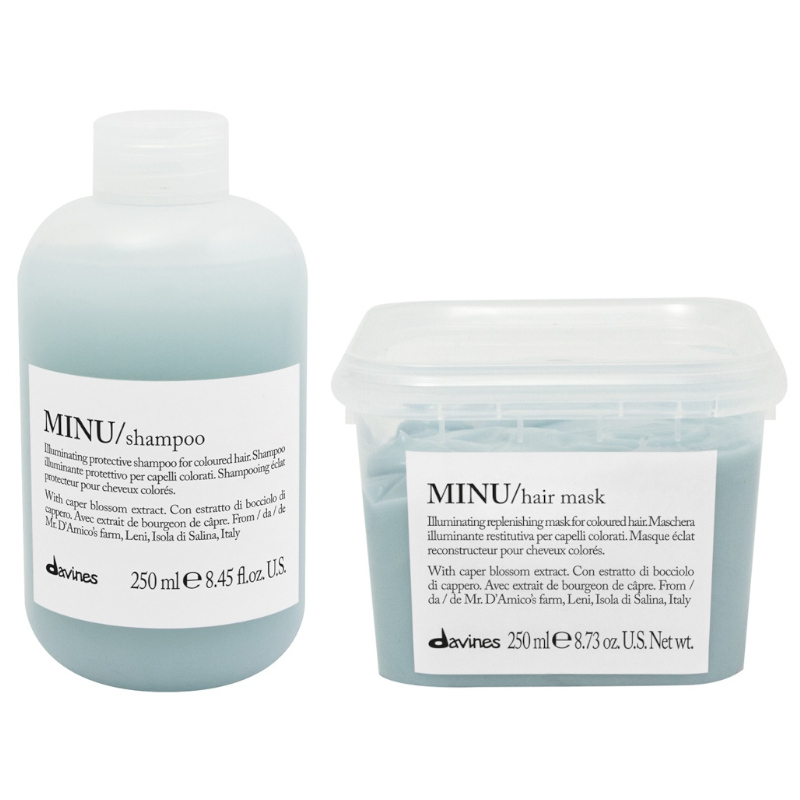Minu | Zestaw do włosów farbowanych: szampon 250ml + maska 250ml