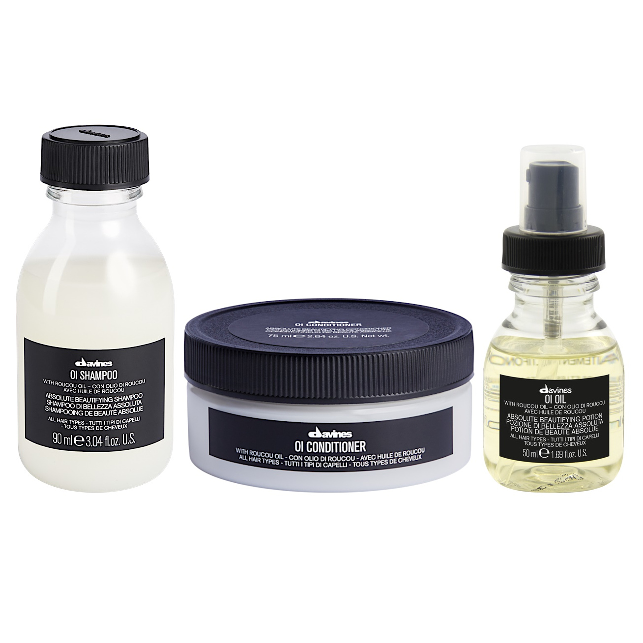 OI Oil | Minizestaw do każdego rodzaju włosów: szampon 90ml + odżywka 75ml + olejek 50ml 