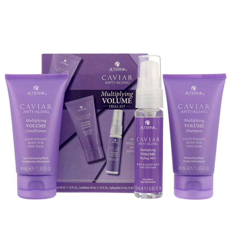 Caviar Multiplying Volume | Minizestaw nadający objętość: szampon 40ml + odżywka 40ml + mgiełka 25ml