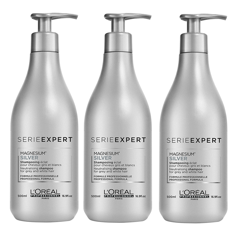 Silver | Zestaw: szampon do włosów siwych lub rozjaśnionych 3x500ml