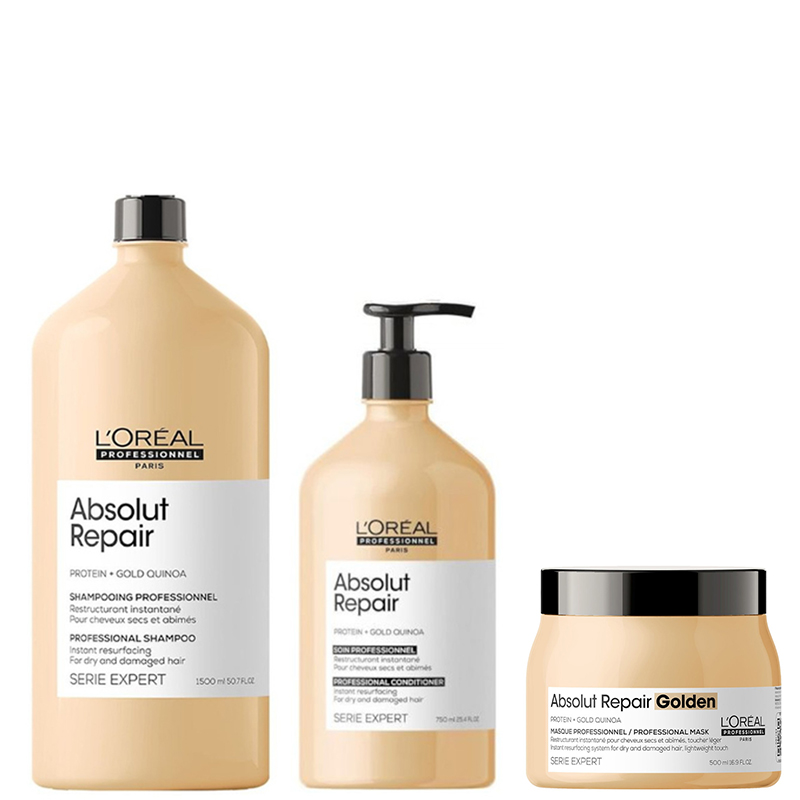 Absolut Repair | Zestaw regenerujący do włosów: szampon 1500ml + odżywka 750ml + maska lekka formuła 500ml