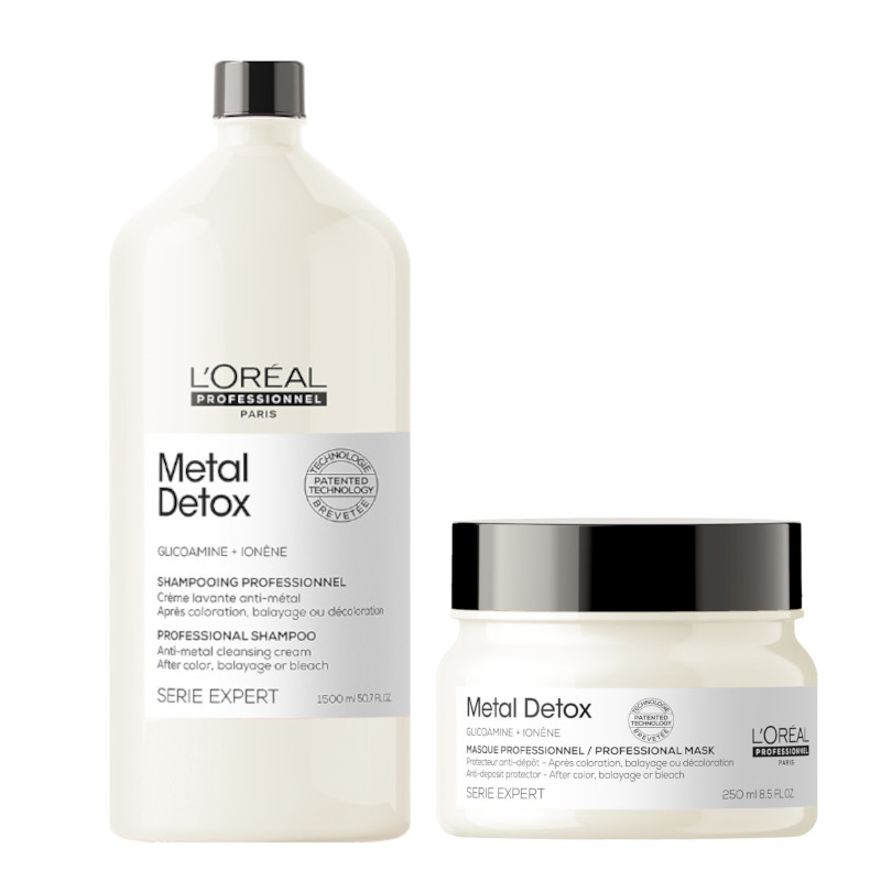 Metal Detox | Zestaw: szampon neutralizujący metale do stosowania po farbowaniu 1500ml + maska 250ml 