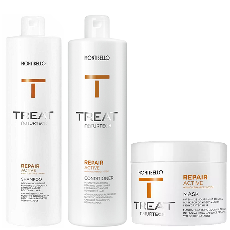 Treat Naturtech Repair Active | Zestaw do włosów zniszczonych: szampon 1000ml + odżywka 750ml + Maska 500ml