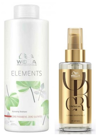 Elements and Oil Reflections Oil | Zestaw: odżywczy szampon do każdego rodzaju włosów 1000ml + rozświetlający olejek wygładzający włosy 100ml