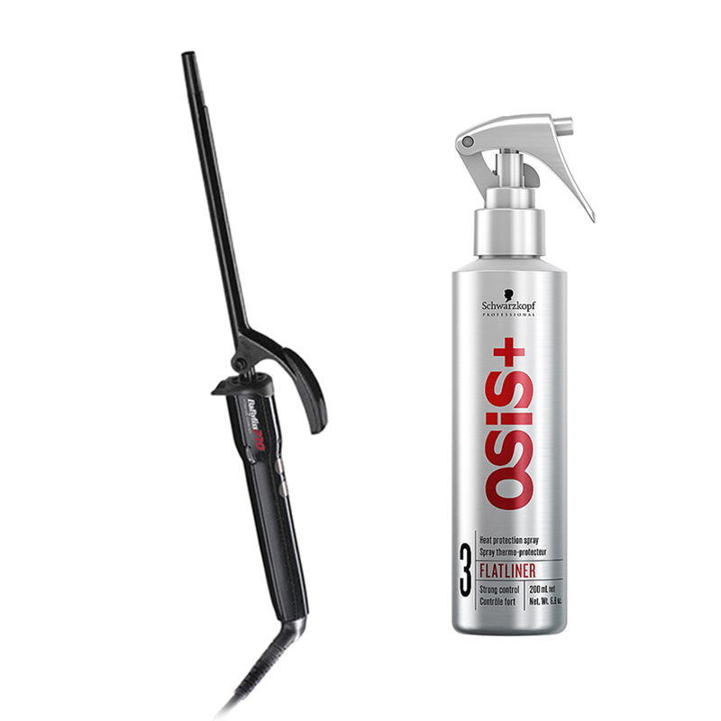 Advanced Curl and Osis Flatliner | Zestaw do włosów: bardzo długa i cienka lokówka 10mm + termoochronny spray