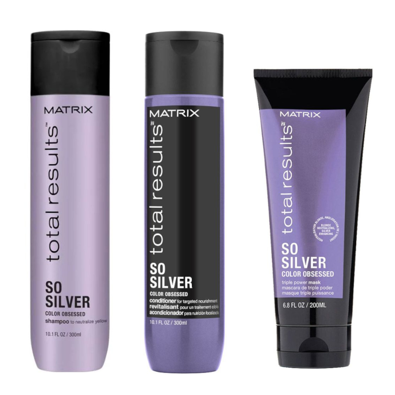 Total Results Color Obsessed SoSilver | Zestaw pielęgnujący włosy rozjaśniane i blond: szampon 300ml + odżywka 300ml + maska 200ml