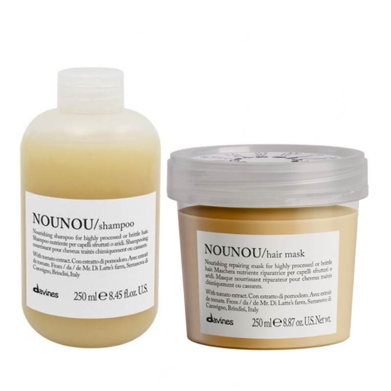 Nounou | Zestaw do włosów zniszczonych: szampon 250ml + maska 250ml
