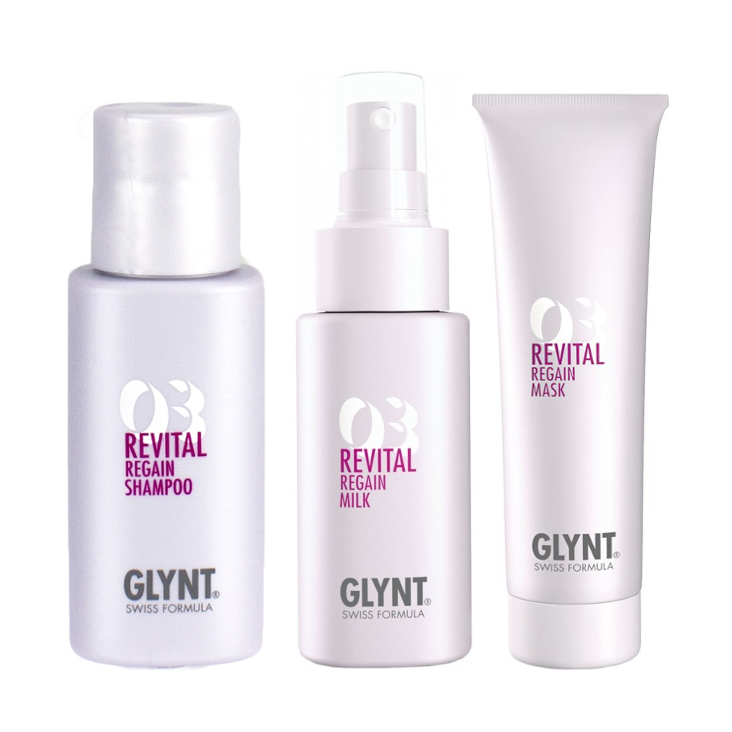 Revital Regain | Minizestaw do włosów farbowanych i z pasemkami: szampon 50ml + odżywka 50ml + maska 50ml