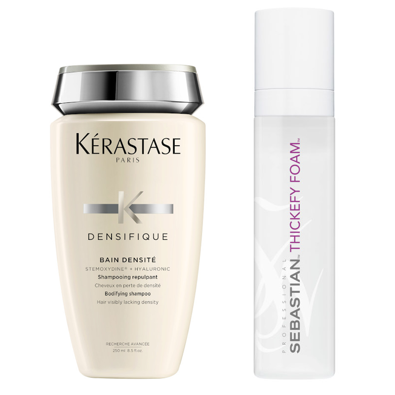 Densifique Densite Bain and Thickefy Foam | Zestaw do włosów: szampon zagęszczający włosy 250ml + pianka zwiększająca objętość włosów 190ml