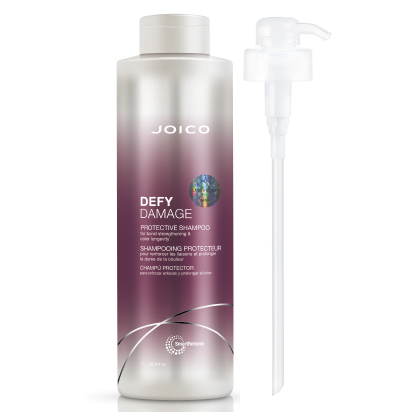 Defy Damage | Zestaw do włosów zniszczonych: szampon 1000ml + Pompka