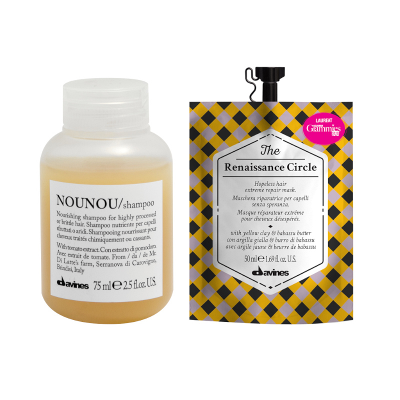 Nounou and Renaissance | Minizestaw do włosów zniszczonych: szampon 75ml + maska regenerująca 50ml
