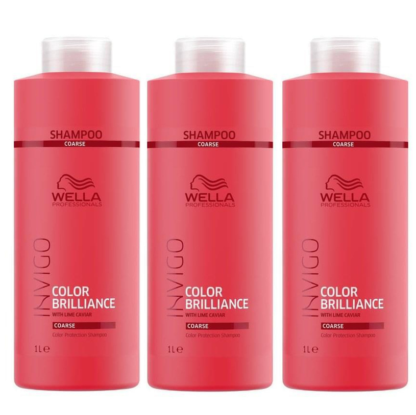 Invigo Color Brilliance | Zestaw: szampon do grubych włosów farbowanych 3x1000ml