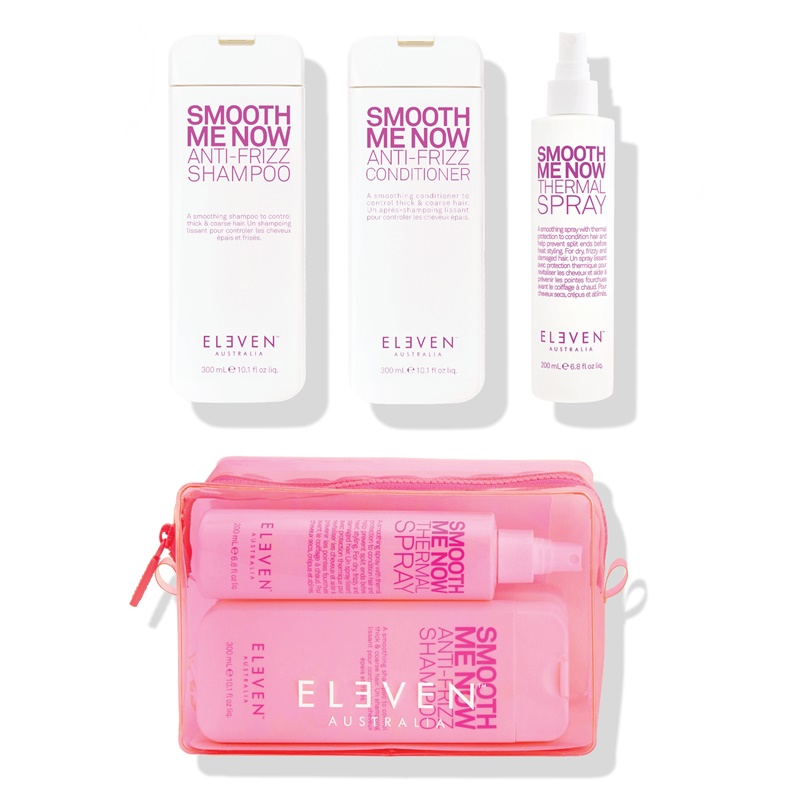 Smooth Trio Neon Holiday 2023 | Zestaw wygładzający do włosów puszących się: szampon 300ml + odżywka 300ml + spray termiczny 200ml