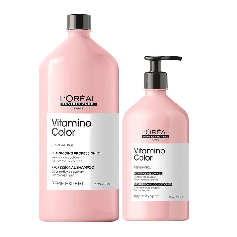 Vitamino Color | Zestaw do włosów farbowanych: szampon 1500ml + odżywka 750ml