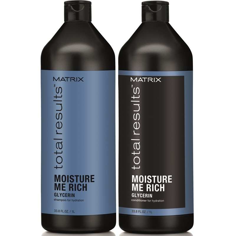 Total Results Moisture Me Rich Zestaw nawilżający do włosów suchych | szampon 1000ml + odżywka 1000ml