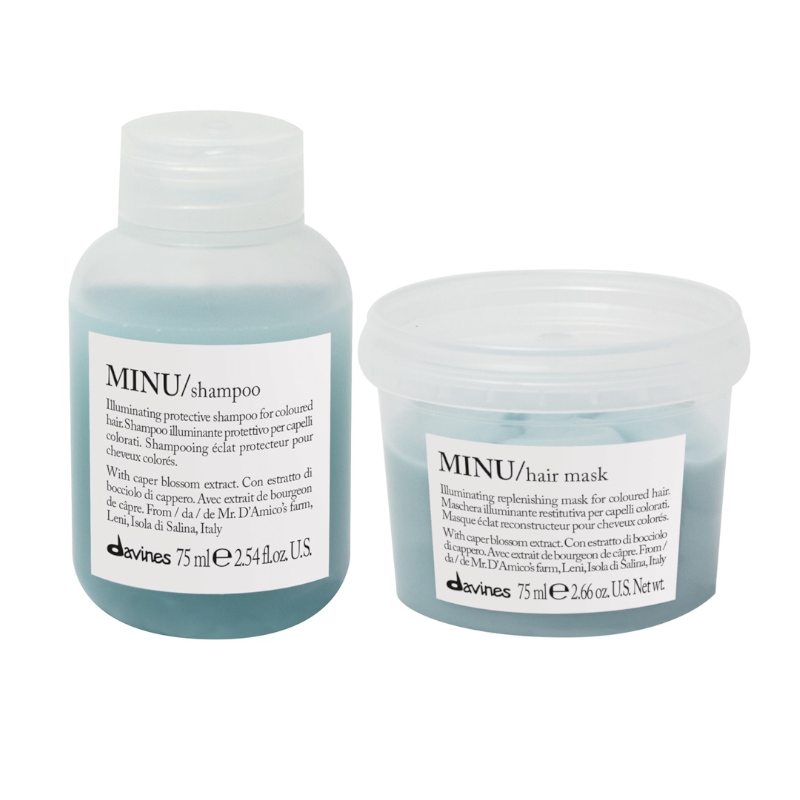 Minu | Minizestaw do włosów farbowanych: szampon 75ml + maska 75ml