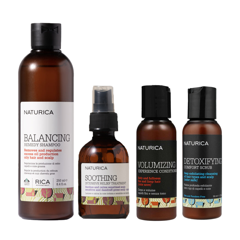 Balancing | Zestaw trychologiczny regulujący do włosów przetłuszczających się: szampon 250ml + serum 100ml + peeling 50ml + odżywka 50ml + kosmetyczka