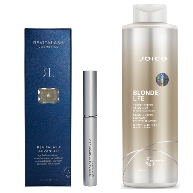 Eyelash Advanced Conditioner and Blonde Life Brightening | Zestaw: odżywka pobudzająca wzrost rzęs 3,5ml + szampon do włosów blond 1000ml