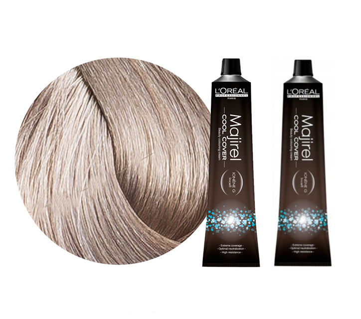Majirel Cool Cover | Zestaw: trwała farba do włosów o chłodnych odcieniach - kolor 9.11 bardzo jasny blond popielaty głęboki 2x50ml