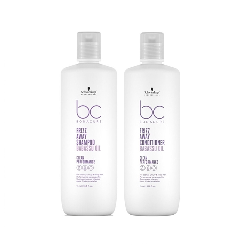Bonacure Frizz Away | Zestaw do włosów puszących się: szampon 1000ml + odżywka 1000ml