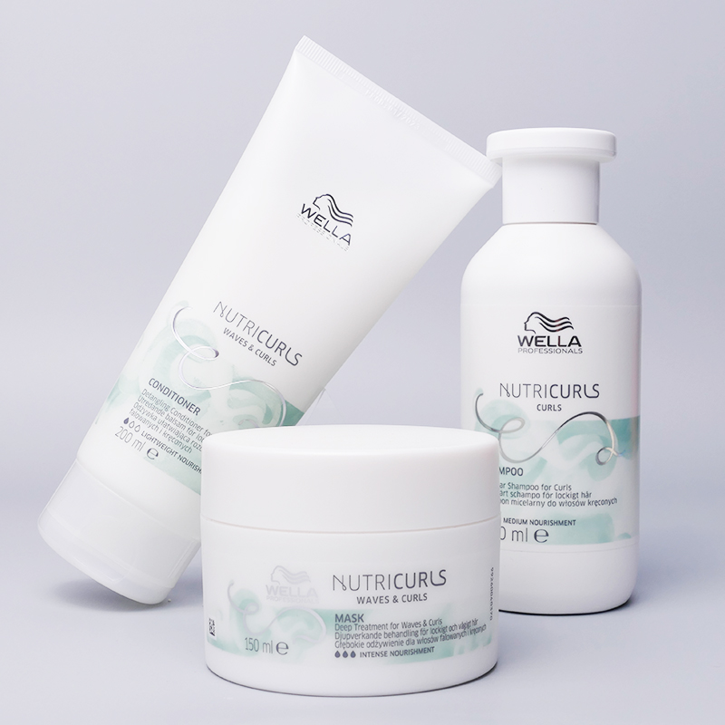 NutriCurls | Mini rytuał odżywiający włosy kręcone: szampon 250ml + odżywka 200ml + maska 150ml