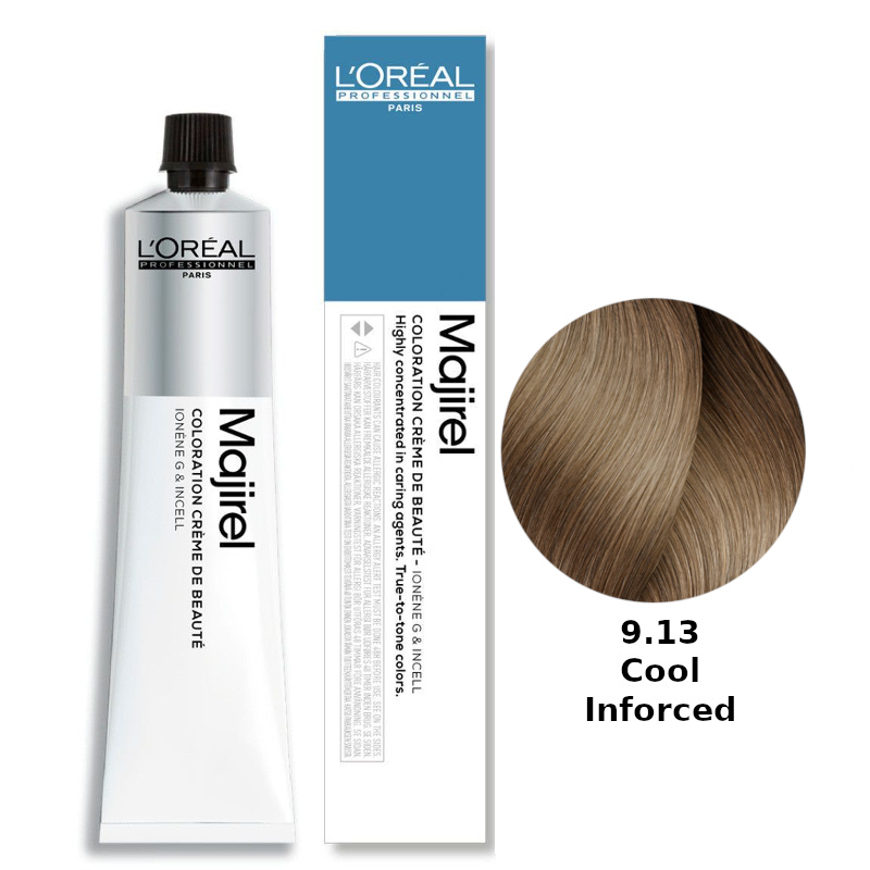 Majirel Cool Inforced | Ochładzająca kolor trwała farba do włosów - kolor 9.13 50ml - uszkodzone opakowanie zewnętrzne