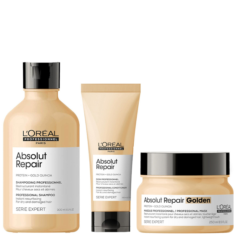 Absolut Repair | Zestaw regenerujący do włosów: szampon 300ml + odżywka 200ml + maska lekka formuła 250ml