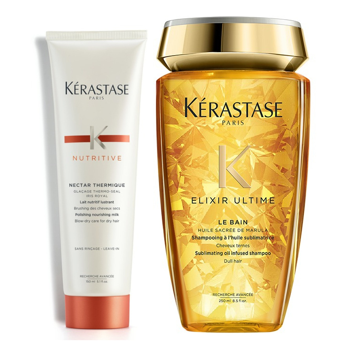 Nectar Thermique and Elixir Ultime | Zestaw do włosów: nektar termiczny do bardzo suchych włosów 150ml + kąpiel do każdego rodzaju włosów 250ml