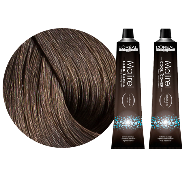 Majirel Cool Cover | Zestaw: trwała farba do włosów o chłodnych odcieniach - kolor 6 ciemny blond 2x50ml